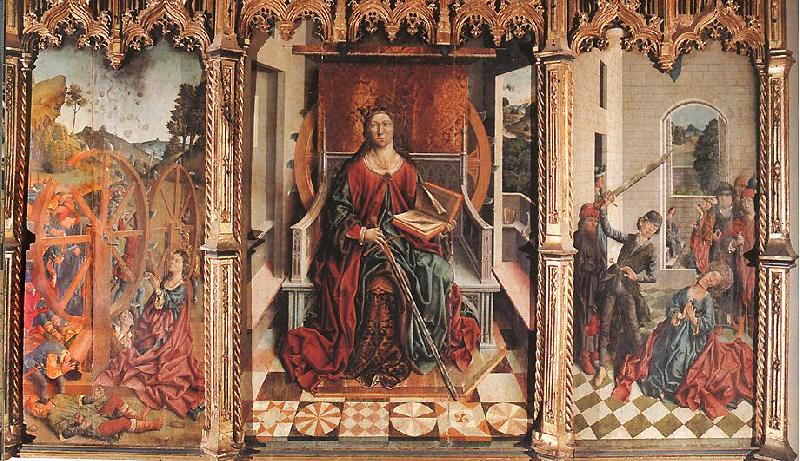 GALLEGO, Fernando Triptych of St Catherine  dfg France oil painting art